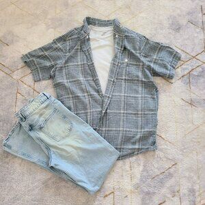 Weatherproof Vintage Plaid Shirt  Washable Linen Men's Size Large